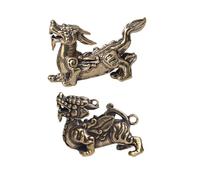 FOMIYES 2PCS Brass Retro Keychain Pendant Set, Small DIY Hanging Decor Male and Female, Vintage Brass Craft Desktop Ornament for Home Feng Shui