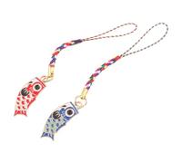 FOMIYES 2pcs Carp Flags Phone Charms Strap with Alloy and Rope Material, Easy to Decorate and Beautifully Vivid Pendant, for Holiday Accessories