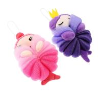 FOMIYES 2Pcs Cartoon Bathing Balls Soft PE Body Scrubber Shower Puff with Rich Lightweight Portable Bath Loofahs for Boys and Cute Mermaid and Crown Design Convenient Hanging Storage