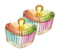 FOMIYES 2pcs Crystal Glass Nail Art Bowls Lids Manicure Cups for Dip Powder Acrylic Nail Holder for Manicure Care