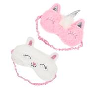 FOMIYES 2pcs Cute Plush Cartoon Sleep Mask with Strap for Women Including Alpaca and Silver Horn Unicorn Soft Eye Cover for Travel Nap and Home Use Light-Blocking Sleeping Mask for