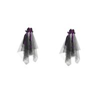 FOMIYES 2pcs Dark Sorceress Halloween Veil Headband with Black Bow Lightweight Comb Hair Accessory for Women Mexican Floral Gothic Inspired Hairband for Spooky Party and Day Dead Cosplay