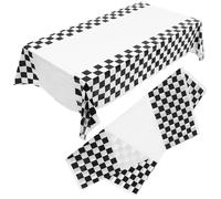 FOMIYES 2pcs Disposable Racing Checkered Tablecloths for Party and Birthday, Rectangular Paper Table Covers with Folding Feature, Suitable for Bar and Restaurant Use, Decorative