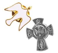 FOMIYES 2pcs Dove-shaped and Cross-shaped Zinc Alloy Brooch Pins for Women Clothes, Symbolizing Blessings and Spiritual Strength, for Birthdays and Holidays Accessories