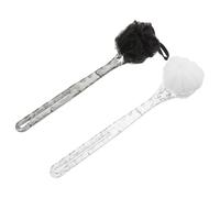 FOMIYES 2pcs Dual-Side Exfoliating Bath Brushes with Long Handle for Deep Cleansing and Back Scrubbing Ergonomic Loofah Body Scrubber with Luxury Cracked Pattern Black and White for Shower