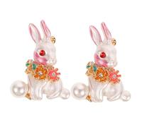 FOMIYES 2pcs Easter Bunny Brooch with Pearl Design Creative Cartoon Animal Corsage Pin for Clothing Decor Dress Accessory Women