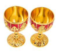 FOMIYES 2pcs Elegant Wine Cups Retro High Stem Wine Goblets Alloy Red Decorative Cups for Home Parties Desktop Ornament