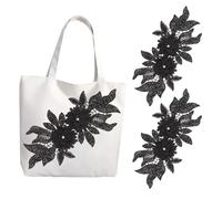 FOMIYES 2pcs Embroidered Floral Lace Appliqué Patches Hollow-Out Flower Shape DIY Sewing Accessories for Clothing Repair and Decoration