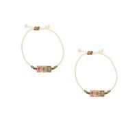 FOMIYES 2pcs Feng Shui Mahjong Bracelet for Women Handmade Woven Wristband with Chinese Character Design Minimalist Jewelry for Players and Lovers Durable Shine Accessory