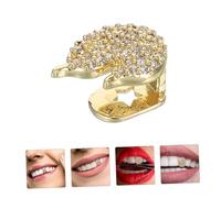 FOMIYES 2pcs Flame Shape Single Tooth Cap Rhinestone Hip Hop Jewelry Copper Hollow Design Unisex Fashion Accessory for Parties Performances Concerts