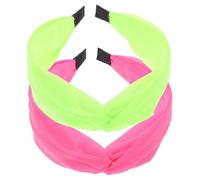 FOMIYES 2pcs Fluorescent Knot Neon Headbands for Women and Soft Lightweight Fabric Comfortable Fit Pink Green Hair Accessories for Parties Stage Performances Daily Wear