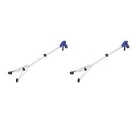 FOMIYES 2pcs Foldable Aluminum Alloy Trash Picker Grabber Tool for Litter | Lightweight One Hand Use, Widened Clamp and Ergonomic Handle, Street Cleanup, Car Use, White Finish