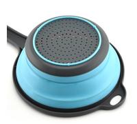 FOMIYES 2pcs Foldable Silicone Collapsible Colanders with Long Telescopic Handles for Kitchen Sink, Multifunctional Fruit and Vegetable Drain Basket, Food Strainer for Rice Washing and