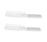 FOMIYES 2pcs Folding Travel Hair Brush and Compact Hair Comb with Mirror, Small Portable Foldable Hairbrush for Women, Pocket-sized Comb for Daily Use and On-the-go Styling