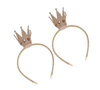 FOMIYES 2pcs Gold Crown Headbands for Women Soft Fabric Princess Tiara Hairbands for Birthday Halloween Christmas Party Accessories Reusable Cloth Headpieces for Festive Role Play