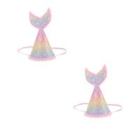 FOMIYES 2pcs Gradient Mermaid Birthday Crown for Adults Colorful Fish Design Party Hat with Elastic Band Comfortable Fit Birthday Decorations and Showers