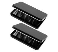 FOMIYES 2pcs Grid Empty Eyeshadow and Lipstick Palette Case, Portable and Scratch Resistant Makeup Organizer for Beauty Routines and Travel, Sturdy Plastic and Iron Material Storage Box
