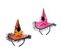 FOMIYES 2pcs Halloween Hair Bands with Witch Hat Design Cute Halloween Decoration for Parties Cosplay Photography Rose Red Orange Costume Accessory