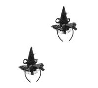 FOMIYES 2pcs Halloween Witch Hat Headband for Women Stylish Party Dressing Accessory Black Witch Costume Ornament Photo Prop for Halloween Party and Masquerade