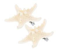 FOMIYES 2pcs Handmade Natural Five Pointed Star Hair Clips Beach Hairpin Accessories for Women White Dried Sea Star Decorative Hairpins for Parties Proms