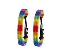FOMIYES 2pcs Handwoven Braided Rainbow Colorful Wristband for Gay Men Lesbian Pride Symbol Youth Wrist