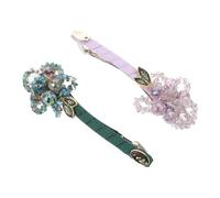 FOMIYES 2pcs Hawaiian Flower Hair Claw Clips with Strong Spring Hold Lightweight Non-slip Barrettes for Women Sparkling Crystal Accents Comfortable All-day Wear Beach Accessories