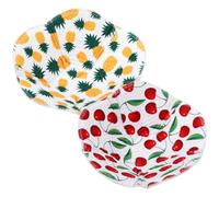 FOMIYES 2pcs Heat Resistant Microwave Bowl Holders Set with Cotton-Polyester Blend Fabric, Anti-Scald Kitchen Plate Huggers for Home Use, Cherry and Pineapple Pattern