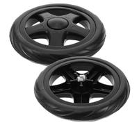 FOMIYES 2Pcs Heavy Duty Shopping Cart Wheels Replacement, Black Ripple Pattern Rolling Trolley Wheels for Grocery, Laundry and Utility Carts, Suitable for Multi-Level Use