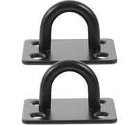 FOMIYES 2pcs Heavy Duty Stainless Steel U-Shaped Ceiling Mounting Hooks Black Medium Pad Eye Plate Hooks for Concrete Wall and Home Storage