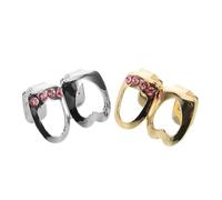 FOMIYES 2pcs Hollow Heart Zircon Bling Teeth Caps Gold Silver Plated Hip Hop Teeth Jewelry for Men Women Comfortable Fit Fade Resistant Metal Stylish Rapper Accessory