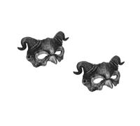 FOMIYES 2pcs Horn Devil Mask Lightweight PU Half Face Cosplay Headgear with Elastic Strap for Halloween Masquerade Costume Accessory