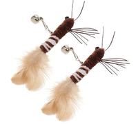 FOMIYES 2pcs Interactive Cat Feather Replacement for Indoor Cats and Kittens, Coffee Plush Material with Soft Plume, for Exercise Pets and Changing Bad Biting Behaviour