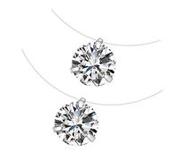 FOMIYES 2pcs Invisible Fish Wire Necklace Zircon Pendant Adjustable Jewelry for Women Chic Lock Collar Chain