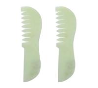 FOMIYES 2Pcs Jade Massage Hair Comb Set Natural Xiuyan Stone Gua Sha Scalp Massager for Head and Body Health Care Lightweight Spa Tool for Travel and Daily Use