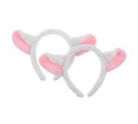 FOMIYES 2pcs Lamb Ears Headband Soft Lamb Fleece Cute Animal Horns Hairband for Adults Cosplay Party Accessory White