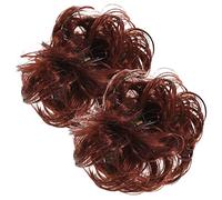 FOMIYES 2pcs Large Burgundy Hair Bun Clip, Synthetic Curly Hair Pieces for Women, Messy Ponytail Extension Accessories for Updo Hairstyling
