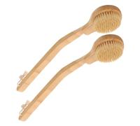 FOMIYES 2Pcs Long Handled Bath Brush for Wet Dry Exfoliation Body Scrubber for Elderly and Disabled Gentle Massage and Cleaning Durable Khaki Design