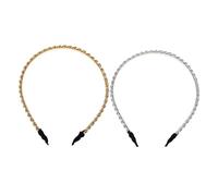 FOMIYES 2pcs Metal Chain Headbands Thin Vintage Hair Hoops for Women Party Wedding Accessories Stylish Gold and Silver Hairbands gift for for for for for for for Special Occasions