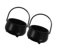 FOMIYES 2pcs Mini Black Hanging Cauldrons Halloween Dollhouse Accessories Small Pot Decorations for Witchcraft Micro Landscape Outdoor Garden Decor