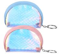 FOMIYES 2pcs Mini Coin Purse Wallet Set for Girls Cute Mermaid Design Small Zippered Change Pouch Lightweight Travel Accessory Pink Clutch for Women