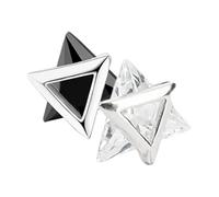FOMIYES 2pcs Minimalist Geometric Triangle Sterling Earrings for Women Abstract Studs with Vintage Black and White Zirconia Craftsmanship for Parties and Everyday Wear