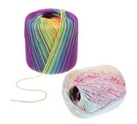 FOMIYES 2pcs Multicoloured Soft Cotton Knitting Yarn for Crochet and Hand Embroidery DIY Projects - Hand Dyed Cotton Floss for Multi-Function Crocheting, Lace, and Knitwear in Rainbow