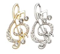 FOMIYES 2pcs Music Note Brooch Pins: Rhinestone Treble Clef Brooch - Bling Accessory for Blazer Hat Bag Skirt Sweater Coat Dress - Wedding Christmas Party Costume Jewelry