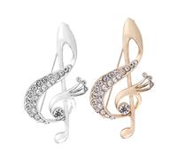 FOMIYES 2pcs Music Note Brooch Pins with Rhinestone Embellishments Alloy Badge for Women Fashionable Sparkling Design Accessories for Clothes Unique Stylish Party Favors