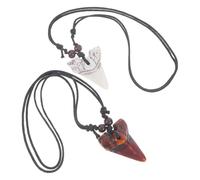 FOMIYES 2Pcs Necklaces for Boys and Men, Adjustable Resin Surfer Neck Chains Beach Jewelry Set with White and Brown Teeth Pendants