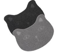 FOMIYES 2pcs Non-slip Pvc Cat Litter Mats with Dust Removal, Pet Food and Water Feeding Pads for Indoor Use, Anti-scattering Trap Mat for Cats and Dogs (black + Dark Grey)