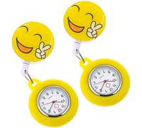 FOMIYES 2pcs Nurse Pocket Watch Clip Watch Electronic Fob Lapel with Yellow Scissors Star Design Practical Medical Nurse Use
