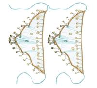 FOMIYES 2Pcs Peacock Blue Tribal Belly Dance Face Veil, Large Half-Moon Mesh Veil Costume Accessory for Women, Exotic Masquerade Party Mask and Belly Dancing Performance