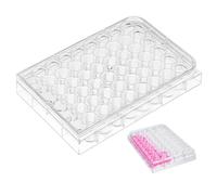 FOMIYES 2pcs Plastic 48 Well Cell Growth Culture Plate with Lid, Flat Bottom Tissue Culture Plate for Laboratory Use, Reduces Evaporation and Cross-contamination Risk, for Cell Growth