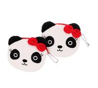 FOMIYES 2pcs Plush Coin Purse Panda Shape Cloth Wallet Women Small Clutch Zipper Adorable Card Holder Ladies Purse for Everyday Use
